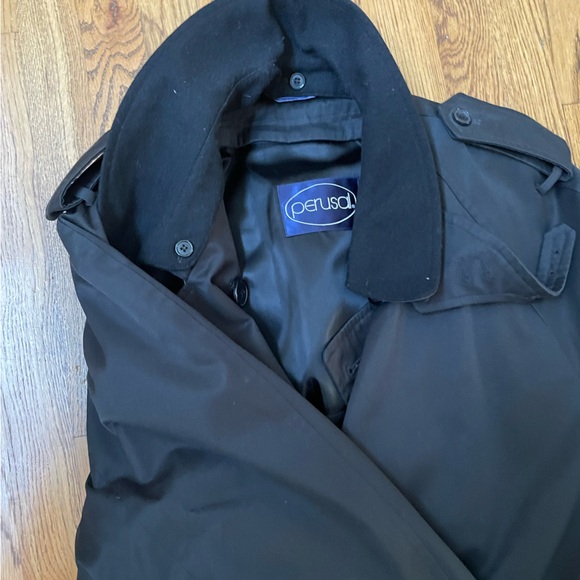 Perusal men’s black trench coat size 48L - Picture 3 of 5